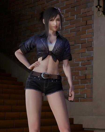 混血美女COS《FF7重生》蒂法：两套泳装身材火辣